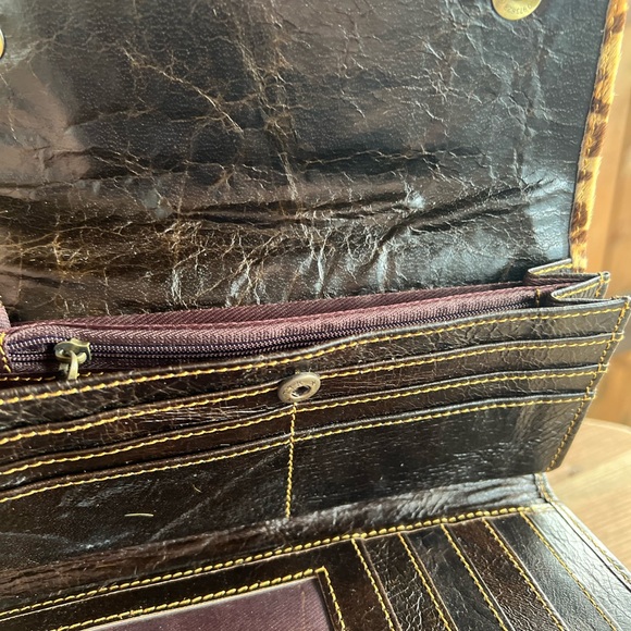 wallet TREND New Leopard Cheetah Genuine Cowhide Leather Rustic womens - Picture 4 of 4